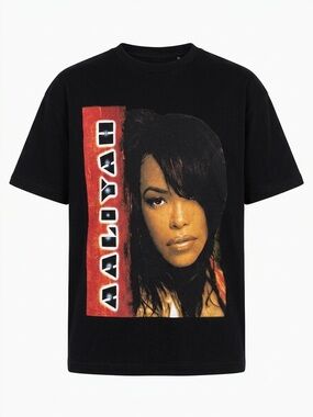 Vintage 2000’s RARE Aaliyah Black Graphic Tee with Portrait